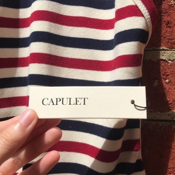 Cream, Red, and Blue Stripe Revolve Capulet Scoop Back Sleeveless Bodysuit - Picture 9 of 15